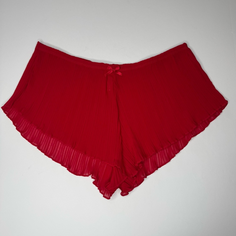 Marilyn Monroe Red Sheer Lounge Shorts Large Ruffle Trim Sleepwear Shorts